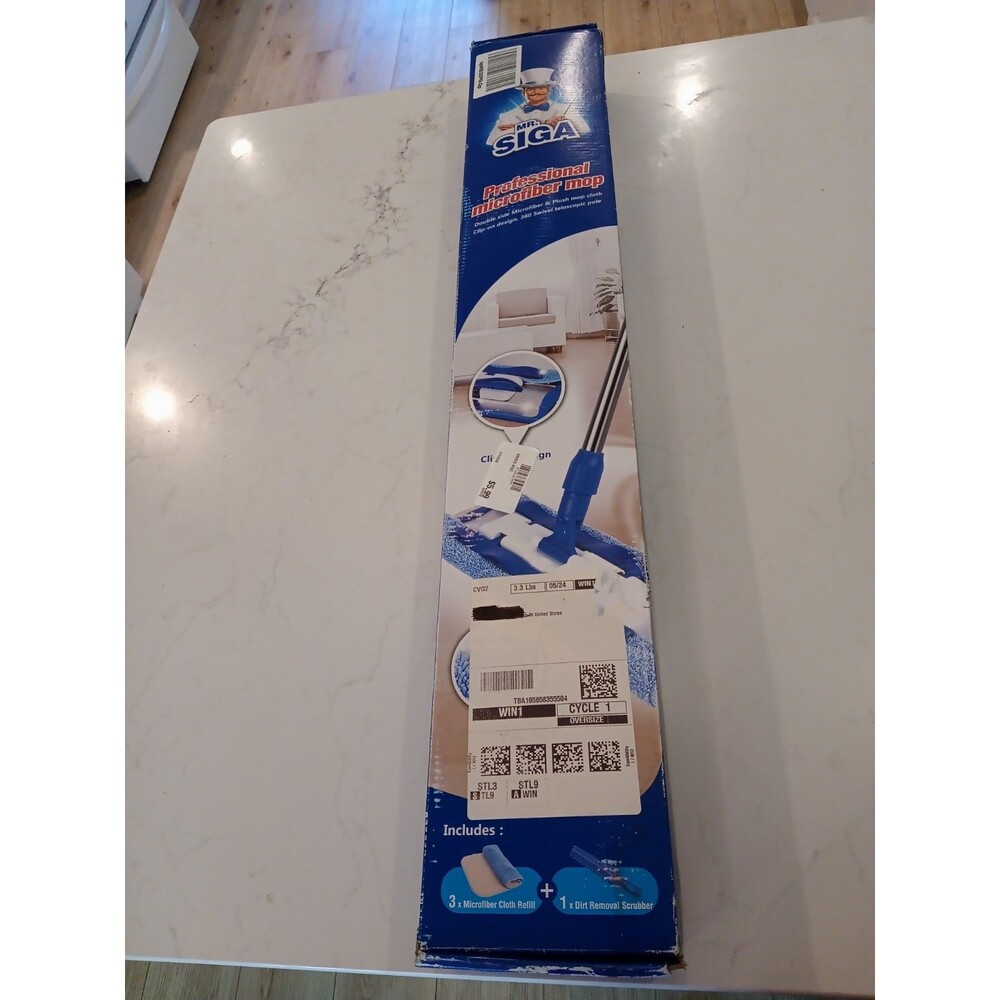 MR.SIGA Professional Microfiber Mop for Hardwood, Laminate, Tile Floor Blue New!
